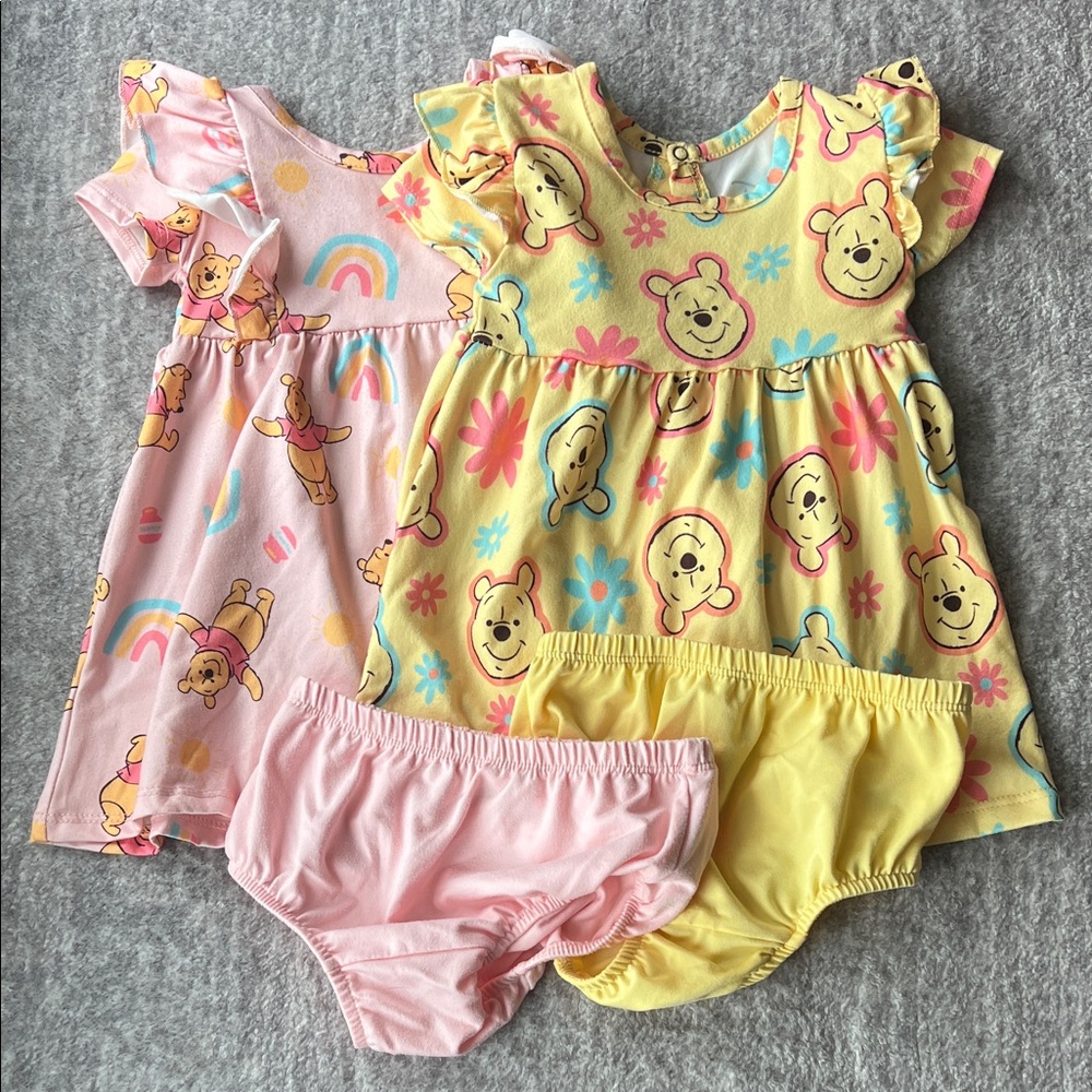 Disney Winnie the Pooh Pink and Yellow Baby Dress Set